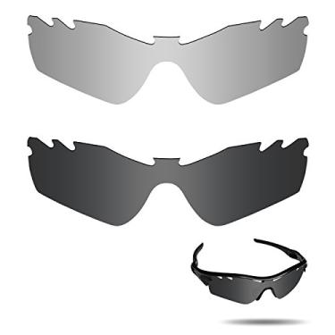 Imagem de Fiskr Lentes de reposição polarizadas anti-água salgada para óculos de sol Oakley Radar Path ventilados, embalagem com 2 pares, Preto invisível e prata metálica, 0