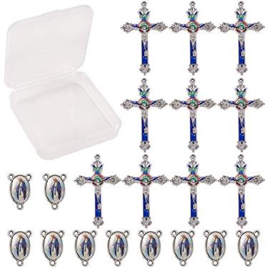 Imagem de SUNNYCLUE Rosary Crucifix Cross and Center Miraculous Medal Oval Link, 20pcs
