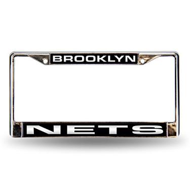 Imagem de Rico Industries Moldura para placa de licença NBA Brooklyn Nets com corte a laser incrustado padrão, 15 x 31 cm