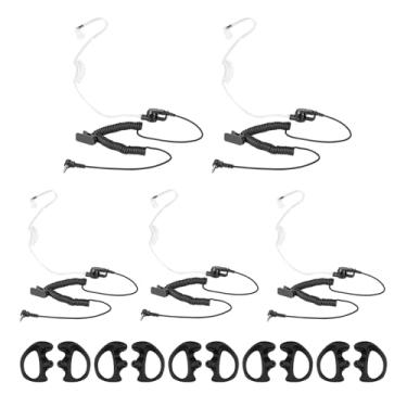 Imagem de POFENAL Fone de ouvido Walkie Talkie Radio apenas para ouvir com clipe de retenção de tubo acústico transparente e molde médio (pino de 3,5 mm, 5 peças)
