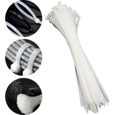 Imagem de Abraçadeiras de Nylon 30cm  100 Unidades Branca  Presilhas Plásticas p