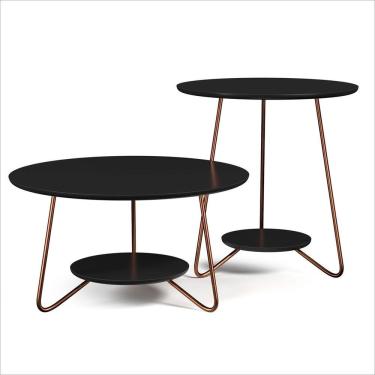 Imagem de Conjunto Mesa De Apoio E Centro Liz Pés De Ferro Ej Móveis Preto