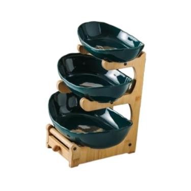 Imagem de Bothyi Conjunto de bandejas de servir de 3 andares, travessas de servir, travessas de jantar divertidas, bandeja de frutas, suporte de exposição para, Verde