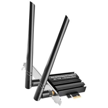 Imagem de Placa de rede WiFi 6E PCIE MT7922 BT5.2 de banda tripla IEEE 802.11ax adaptador sem fio com acessórios de desktop MU-MIMO para PC