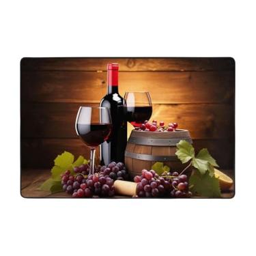 Imagem de DJYQBFA Copos de vinho tinto e branco tapetes de cozinha durável tapete macio rápido absorvente uvas tapete de área de madeira para casa escritório pia lavanderia 61 x 91 centímetros