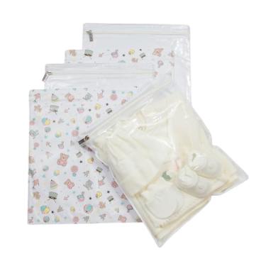 Imagem de Kit com 10 Saquinhos Organizadores Bebê e Infantil Impermeável 33,5 x 27,5 para Maternidade Viajens e Roupas Sujas com Viseira e Zíper Verde Toys