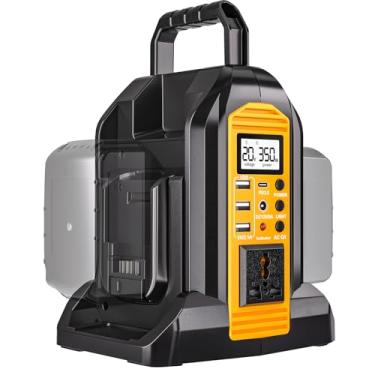 Imagem de DTEZTECH Inversor De Potência 350 W Para Bateria Íons Lítio Dewalt 20 V E 60 V, Onda Senoidal Pura 110 Com Luz Led, Adaptador Estação Carro, Carros Compactos Leves, Trailers, Camping, Uso Externo (A