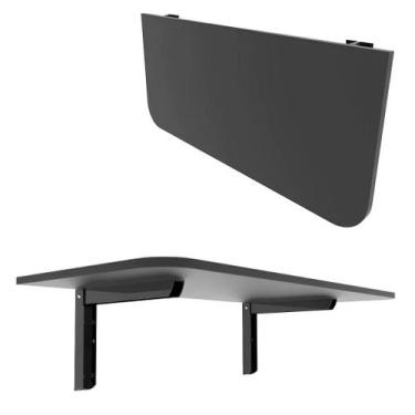 Imagem de Mesa Dobrável de Parede 60x30 Preta Ideal para Apartamento, Lavanderia