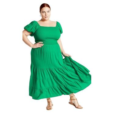 Imagem de City Chic Saia feminina plus size - Maxi em camadas, Esmeralda, 52