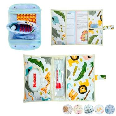 Imagem de Necessaire Porta Remédios Portátil + Porta Fraldas, lenço Umedecido e Pomada + Porta Caderneta de Vacinação Para Bebê(FLORESTA)