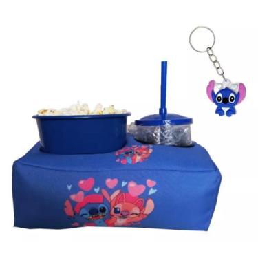 Imagem de Almofada Porta Pipoca + Copo + Balde + Chaveiro Stitch Angel - HappySh