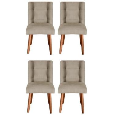 Imagem de Kit 4 Cadeiras Sala de Jantar Cozinha Estofada Paris Reforçada Suede -