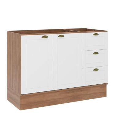 Imagem de Balcão Para Pia Carraro 2608 Bella 120cm 2 Portas 3 Gavetas