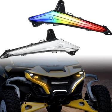 Imagem de SAUTVS Luzes de presas de assinatura LED RGB inteligentes para Maverick R, cores controladas por aplicativos, luzes de sincronização de música para modelos Can-Am Maverick R MAX X RS 2024+ acessórios