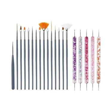 Imagem de Conjunto De Pincéis Para Arte Em Unhas, 5/20 Peças, Caneta Pontilhador