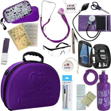 Imagem de Kit Enfermagem Maleta Estagio Medidor Glicose Completo Luxo - PA MED/ 