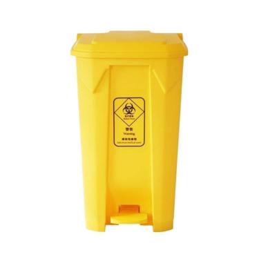 Imagem de Lixeira Lixeira Comercial Multifuncional Alta Capacidade Amarela Lixeira Com Pedal Para Exteriores Lixeira Para Resíduos Lixeiras Para Interiores/Exteriores(100L)