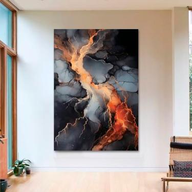 Imagem de Quadro Decorativo Abstrato Marmorizado Vibrante, Tela em Canvas na Vertical ideal para ambiente de Sala de estar, jantar, reuniões, Quarto e Hall de entrada