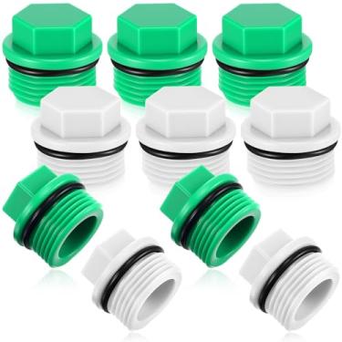 Imagem de Nuanchu 10 peças de plugue 3/4 Npt rosca macho Ppr e plugue de mangueira de jardim branco bujão de tubo de irrigação de jardim ralo compatível com fornecimento de água de irrigação verde RV (Hexágono)