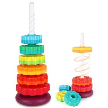 Imagem de Brinquedo giratório JUXUE Rainbow Stacking para crianças de 1 a 3 anos