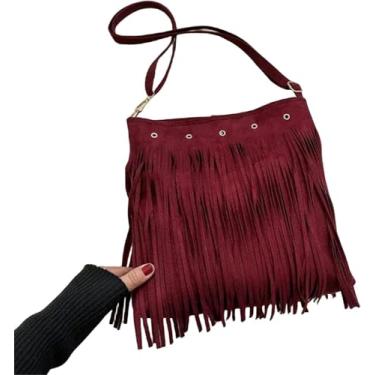 Imagem de Sacos Crossbody Para Mulheres Sacos Crossbody Casual Tassel Para Mulheres, Bolsa De Ombro De Grande Capacidade Bolsas Para Senhoras, Red, 30x28x7cm