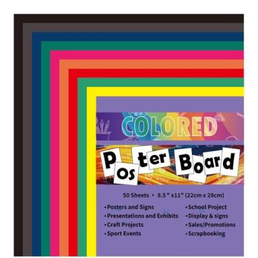 Imagem de Cartolina pmybupo 50 unidades A4, tamanho 10, cores variadas, 250g