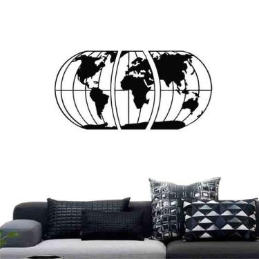 Imagem de Quadro Decorativo Mapa Mundi Planisfério Vazado  MDF 3mm - Decoarts, P