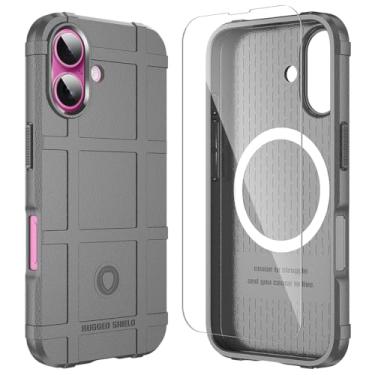 Imagem de LABILUS Rugged Shield Capa protetora tática magnética à prova de quedas de 2,4 m TPU grossa para MagSafe compatível com iPhone 16 (6,1 polegadas) - cinza urbano