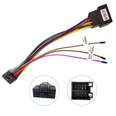 Imagem de Hikity Adaptador ISO de cablagem de 16 pinos para rádio de carro Android, conector de rádio fêmea padrão ISO universal com cabos de controle de volante e marcha à ré