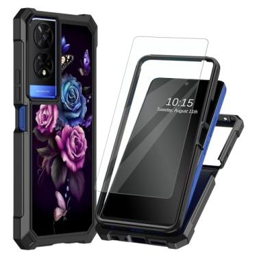 Imagem de Decahouy Capa para celular TCL 50 XE 5G e TCL 50 XE Nxtpaper 5G com protetor de tela, proteção total de silicone resistente, capa de canto à prova de choque, capa de canto à prova de choque, flores