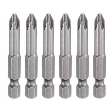 Imagem de HARFINGTON 6 peças de chave de fenda Phillips número 2 PH2 haste sextavada de 6 mm (50 mm) de comprimento magnético S2 aço industrial broca elétrica cabeça cruzada 0,24" (6 mm) haste