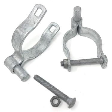 Imagem de Ozark Fence - Dobradiça de poste de portão de corrente - Aço prensado resistente - Inclui parafusos e porcas de transporte (aço galvanizado, 3,5 cm)