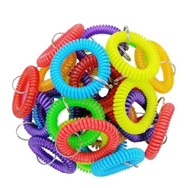 Imagem de SQXBK 30 peças de anéis de mão de mola de plástico de cores mistas 55 mm chaveiro para etiquetas de bagagem, bastões de memória, etiqueta com nome de animal de