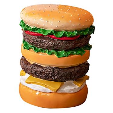 Imagem de Zerodis Banca Pequena Pintada à Mão para o Quarto da Sala de Estar, Quarto de Sapato Ergonômico Trocando Banquinho para o Proprietário Resin a pé Descanso Banquinho (Felas de hambúrguer)