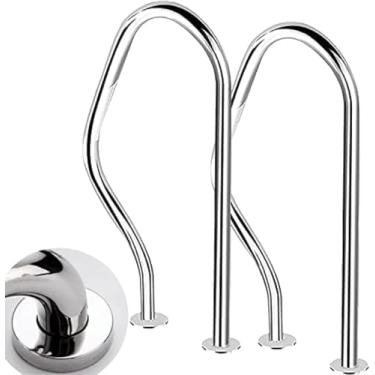 Imagem de Corrimãos De Piscina De 31,5 X 18 Polegadas Corrimão De Piscina De Aço Inoxidável 304 Corrimão De Piscina De Segurança, Corrimãos De Escada De Spas, Para Interior E Exterio, One