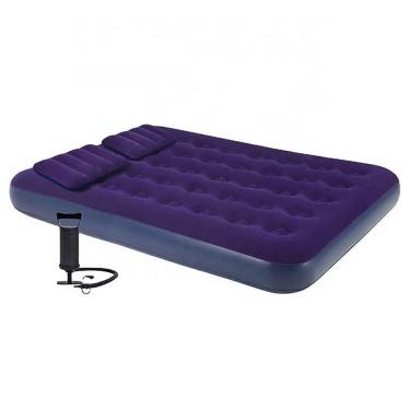 Imagem de Colchão Inflável Casal Aveludado 2 Travesseiros + Bomba de Inflar Avenli