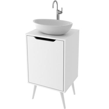 Imagem de Gabinete para Banheiro 45 cm Cuba Redonda 1 Porta Retrô