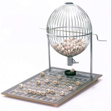 Imagem de Jogo de Bingo Globo Cromado Nº2 Profissional Tabuleiro Madeira Numeraç