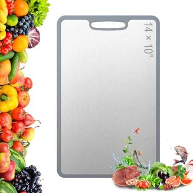 Imagem de Tábua de corte de titânio, tábua de corte de titânio atualizada para cozinha, antiaderente, dupla face, grau alimentício e borda de silicone, tábuas de corte para cozinhar em casa (35 x 25 cm)