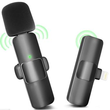 Imagem de Canisflax Microfone de lapela sem fio para iPhone, iPad – Mini microfone de lapela Bluetooth para gravação de vídeo com clipe minúsculo microfone de telefone para podcast, câmera, vlog, YouTube,
