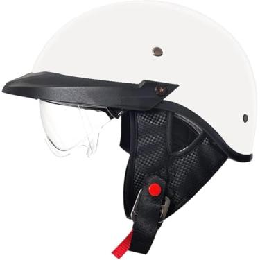 Imagem de Capacete Aberto Alemão Vintage Motocicleta Retro Meio Capacete Ece Aprovado Com Protetor Solar Boné De Beisebol Capacete Adulto Homens Mulheres Boné Crânio Para Scooter Ciclomotor, 5, L