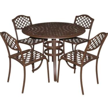 Imagem de Conjunto de Mesa 4 Cadeiras Alúminio Fundido Modelo Faveni - NossaKasa