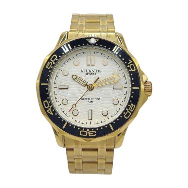 Imagem de Relógio Atlantis Dourado Catraca Resistente a Água 5atm