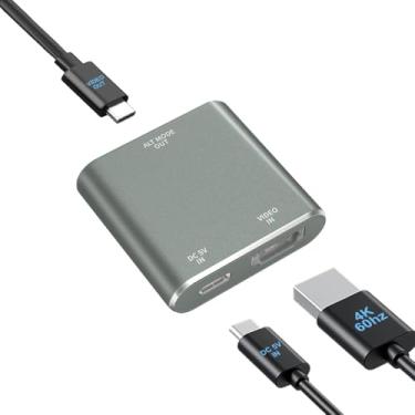 Imagem de KIHENG Adaptador HDMI para USB-C 4K a 60Hz com cabo de alimentação USB-C, conversor de entrada HDMI para monitor tipo C, para Switch, PS4/5, Steam Deck, ROG Ally, laptops para conectar óculos AR e