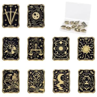 Imagem de HICOHAND Conjunto de broche, agulha esmaltada desenho animado vida diária conjunto de broche esmaltado, decoração de roupas neutras para crianças e mulheres, Tarot Card, Liga de aço, Sem Pedra
