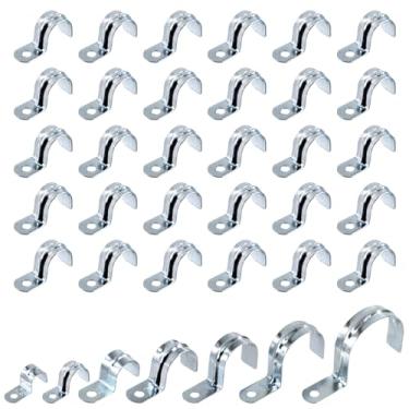 Imagem de Swpeet Kit De Cintas Para Tubos Emt Com Furo Único, 30 Peças 3/4" (20 Mm) Zincado, Cintas, Braçadeira Tubo Em U, 1 Grampo Conduíte Encaixe, Clipes Tensão Fixação