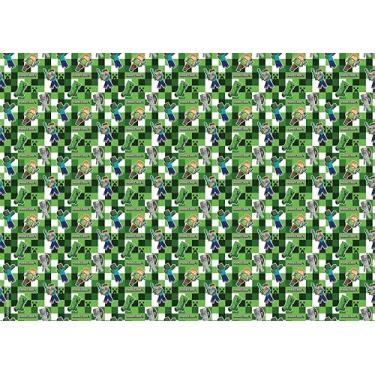 Imagem de Danilo Promotions LTD Papel de embrulho Minecraft, 2 folhas, 2 etiquetas, presente de aniversário