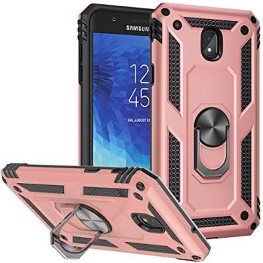 Imagem de Yerebel Capa para Galaxy J7 2018, capa J7 Refine, capa J7 Star, capa J7 Crown, J7 V 2ª geração, capa J7 Aura, capa magnética para celular com suporte de anel de carro para Samsung J7 2018 ouro rosa
