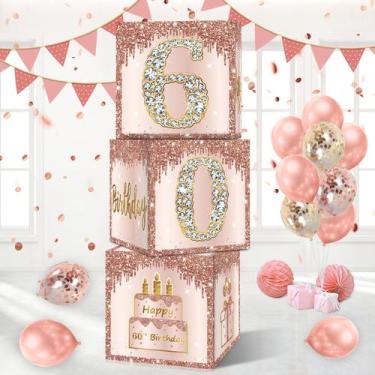 Imagem de Caixas de decoração Guiruiy 60th Birthday Women Pink Rose Gold