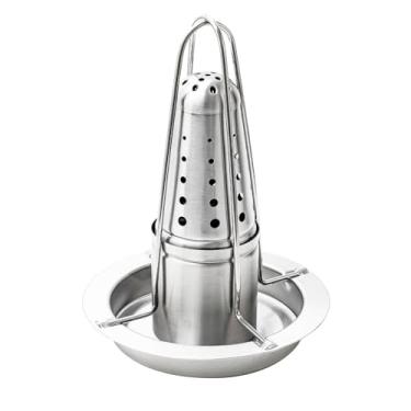 Imagem de IEUDNS Suporte para lata de cerveja para frango, grelha, assador de frango, suporte vertical resistente para assador com bandeja coletora para churrasco,